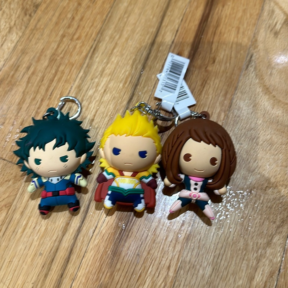 My Hero Academia Keychains  Deku, Uraraka, Mirio sold as a set of 3